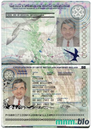 Szablon paszportu Zjednoczonego Królestwa Wielkiej Brytanii i Irlandii Północnej w formacie PSD, 2010-2015